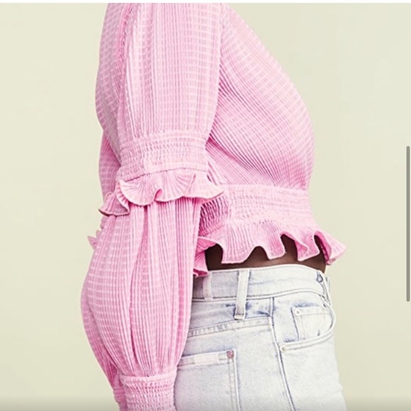 NWT KEEPSAKE THE LABEL PINK RUFFLE CROP FAUX WRAP TOP SIZE L - Picture 8 of 16